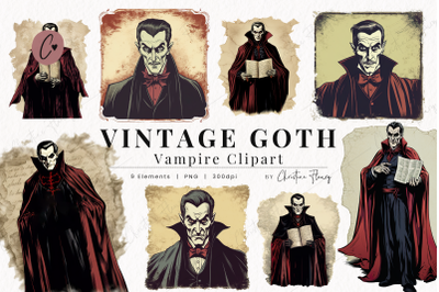 Vintage Goth Vampire Clipart