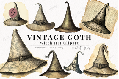 Vintage Goth Witch Hat Clipart