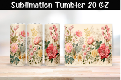 Vintage flowers Sublimation Tumbler Wrap 20 oz