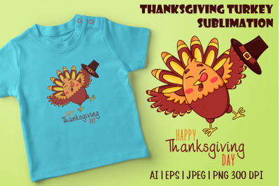 Thanksgiving turkey sublimation design