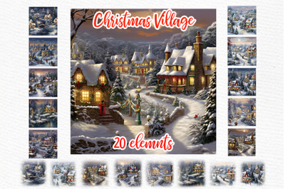 Christmas Village Clipart Christmas Landscape Winter scenery