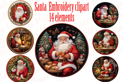 Embroidery Santa clipart,Christmas Clipart,Santa Coasters
