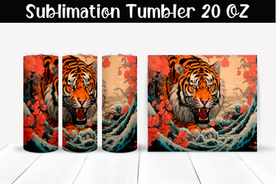 Japanese tiger Sublimation Tumbler Wrap 20 oz