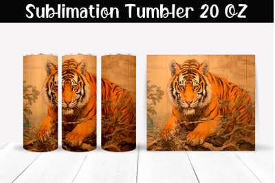 Japanese tiger Sublimation Tumbler Wrap 20 oz