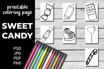 Sweets Printable Coloring Pages for Kids