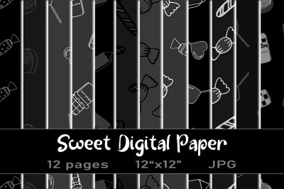 Sugar and Candy Black and White Digital Paper