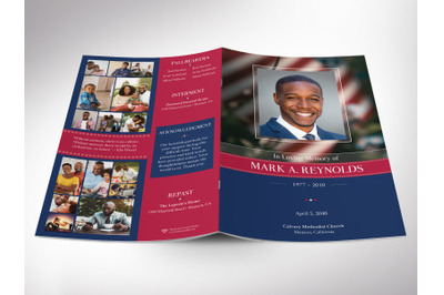 American Military Funeral Program Canva Template - V2 | 8 Pages
