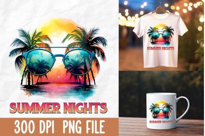 Summer Nights Retro 80s Summer Sunset