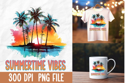 Summertime Vibes 80s Sunset Palm Tree