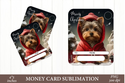 Money Card Christmas Dog PNG. Money Card Sublimation