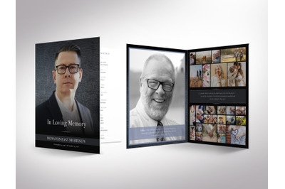 Tabloid Funeral Program Template for Canva - Brushed Metal | 8 Pages