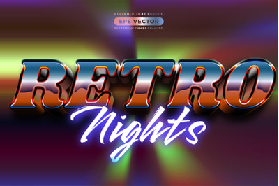 Retro nights editable text style effect in retro look design