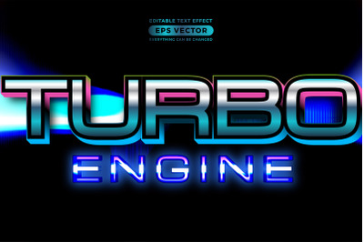 Turbo engine editable text style effect in retro look design