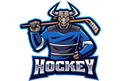 Bull hockey esport mascot logo design