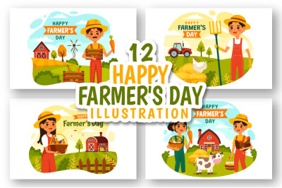 12 Happy Farmer&#039;s Day Illustration