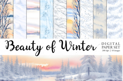 Beauty of Winter Digital Paper set | Seamless pattern bundle