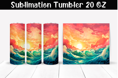 Waves Sublimation Tumbler Wrap 20 oz