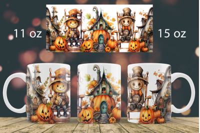 Halloween mug wrap design Scarecrow mug Sublimation PNG