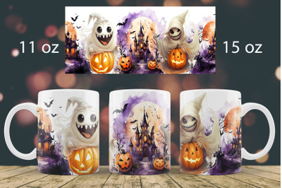 Halloween mug wrap design Ghost mug Sublimation PNG