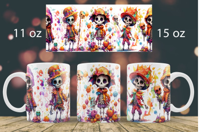 Halloween mug wrap design | Skeleton mug Sublimation PNG