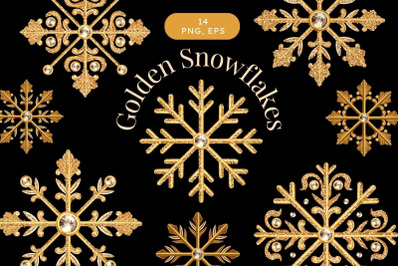 Gold Snowflakes Christmas Snowflake Glitter Clipart