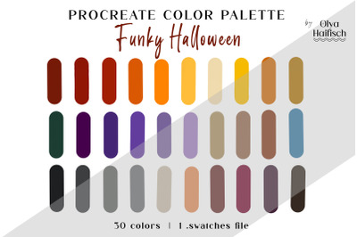 Halloween Procreate Palette. Spooky Procreate Swatches