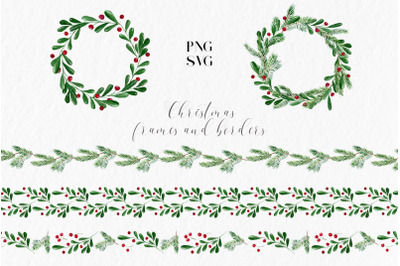 Christmas wreath borders SVG PNG
