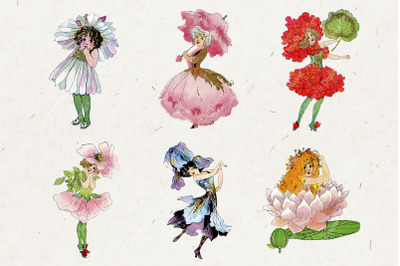 Vintage Fairy Flowers Clip Art