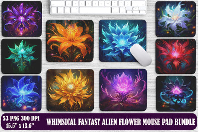 Whimsical Fantasy Alien Flower Mouse Pad