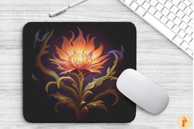 Whimsical Alien Brown Flower Mouse Pad