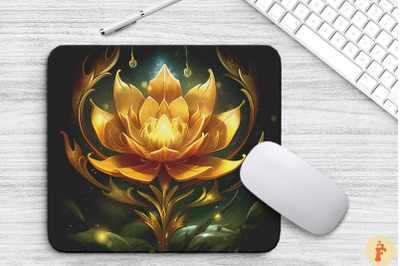 Whimsical Alien Gold Flower Mouse Pad