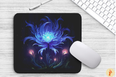 Whimsical Alien Indigo Flower Mouse Pad