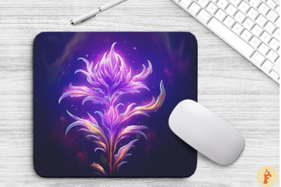 Fantasy Alien Lavender Flower Mouse Pad