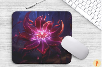 Whimsical Alien Maroon Flower Mouse Pad