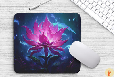 Whimsical Alien Pink Flower Mouse Pad