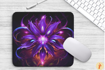 Whimsical Alien Purple Flower Mouse Pad