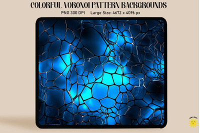 Glowing Blue Wireframe Voronoi Pattern