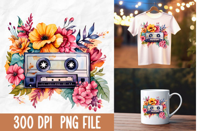 Retro 80s Vintage Cassette Tape Flower