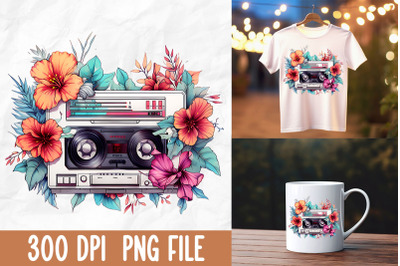 Retro 80s Vintage Music Player Flower