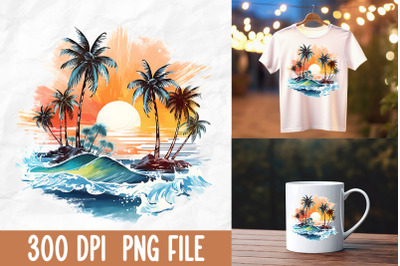 Retrp 80s Summer Beach Vibes Palm Tree