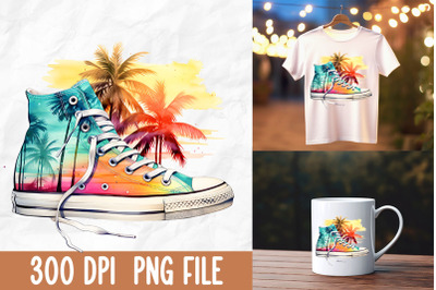 Retro 80s Rad Vintage Sneakers Palm Tree