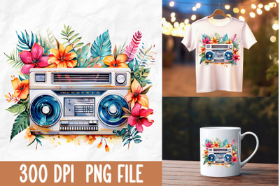 Retro 80s Vintage Boombox Flower