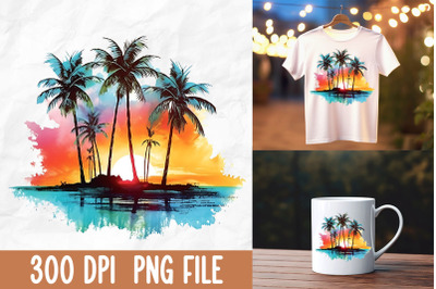 Retro 80s Vintage Palm Tree Summer Beach