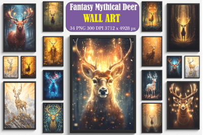 Fantasy Mythical Deer Wall Art Design