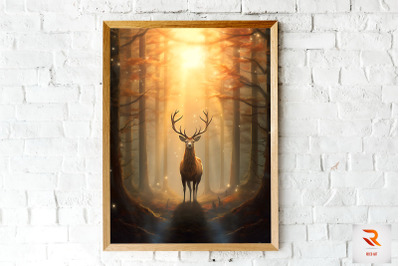 Glowing Fantasy Mythical Deer Wall Art