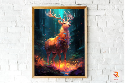 Beautiful Mythical Fantasy Deer Wall Art