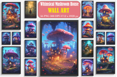 Whimsical Mushroom House Wall Art