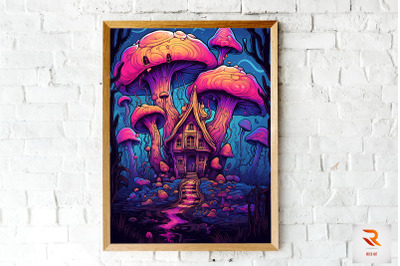 Magical Mushroom House Wall Art