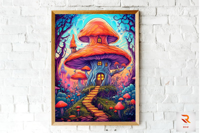 Magical Mushroom House Wall Art