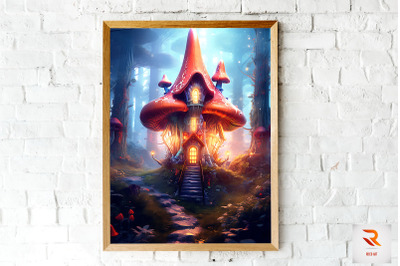 Magical Mushroom House Wall Art